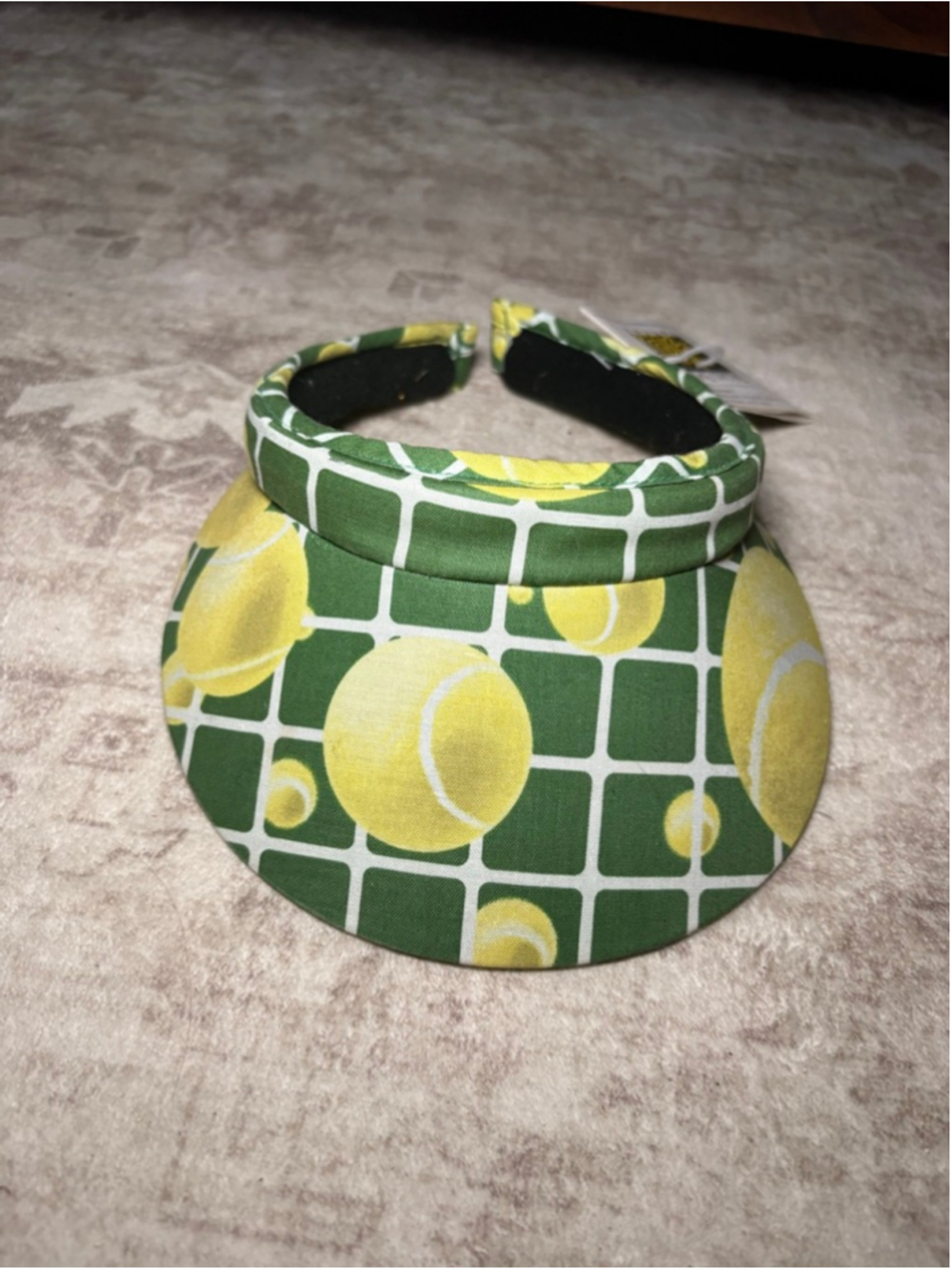 Broad Bay Cotton Tennis Ball Visor Green Yellow Preppy